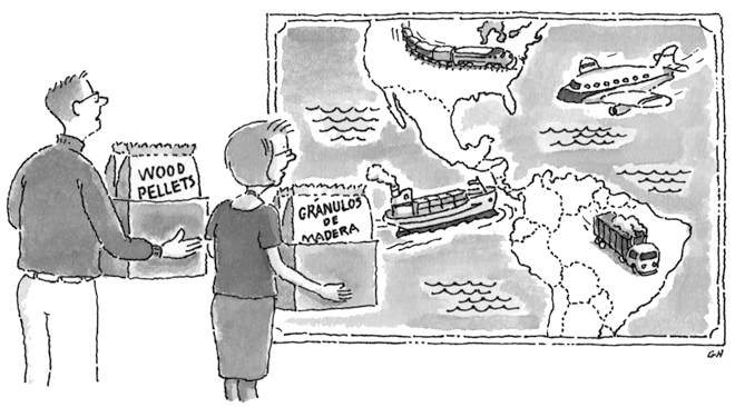 Illustration of people with their goods for sale looking at a map